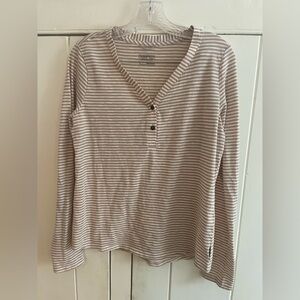 Patagonia Beige Striped Long Sleeve Top